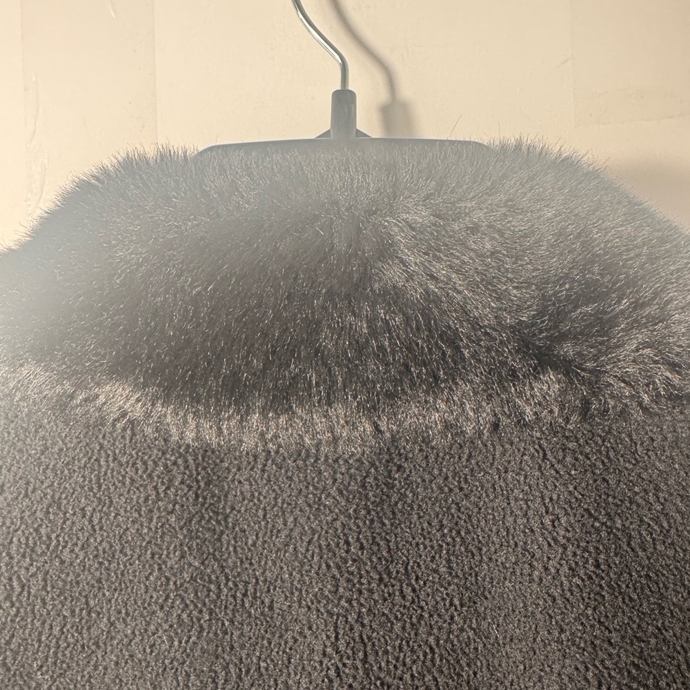 Emma James Black Fleece Jacket w/ Faux Fur Collar Size S Cozy Zip Front Coat - Picture 9 of 9